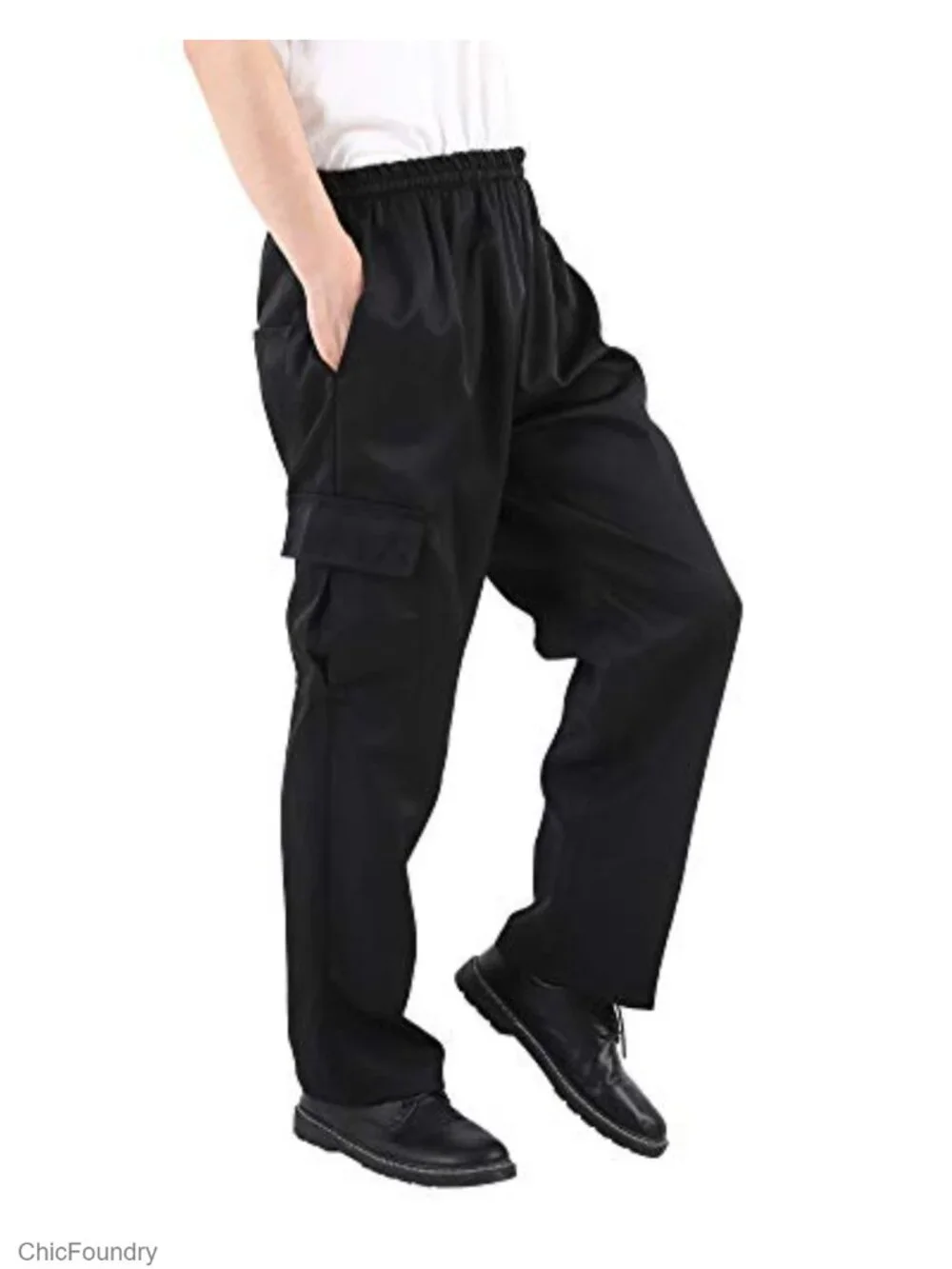 Baggy Cargo Chef Pants Floral Restaurant Work Loose Fit Polyester Unisex